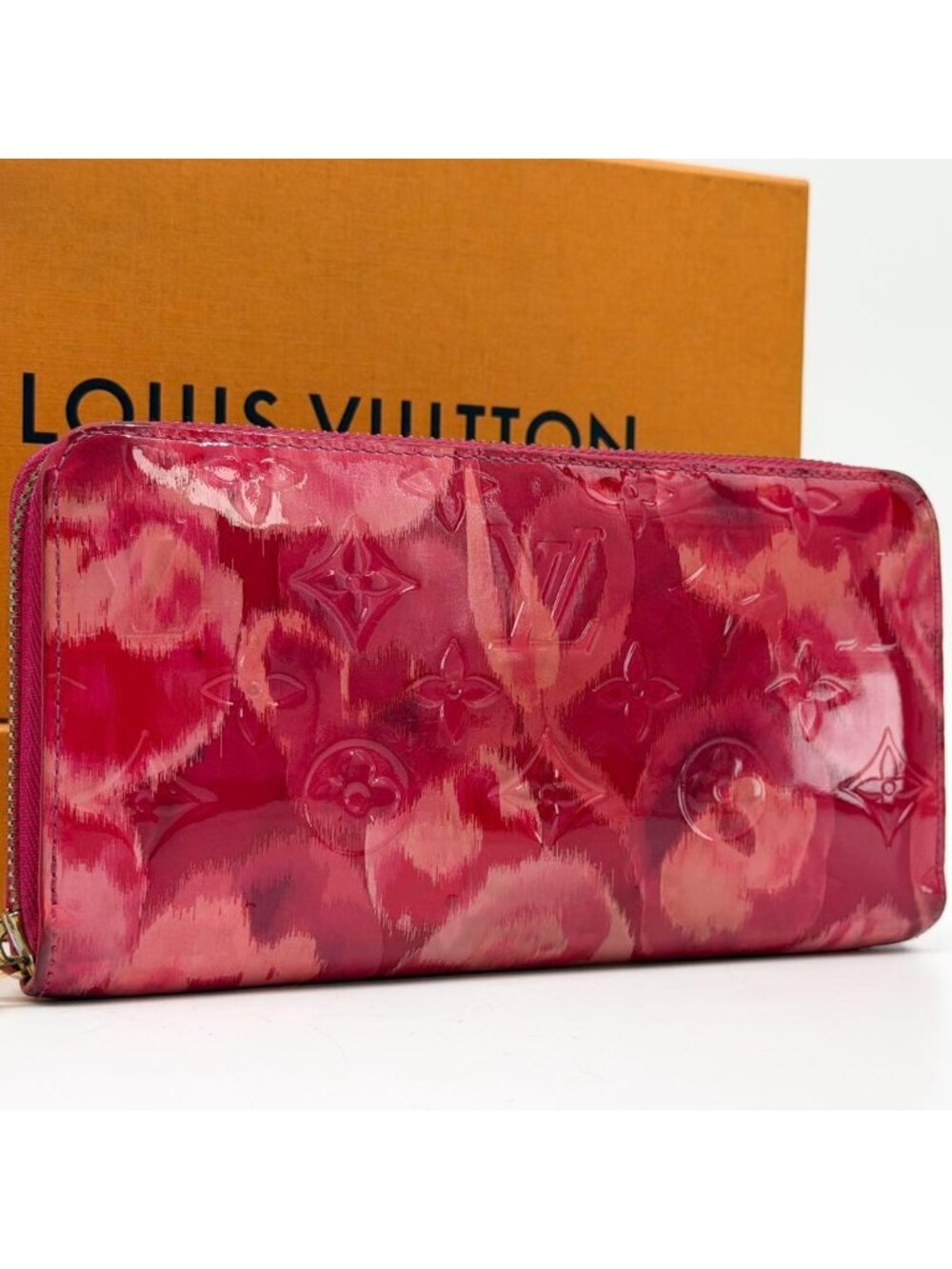 Louis Vuitton Limited Edition Zippy Wallet Vernis Ikat Flower Pink